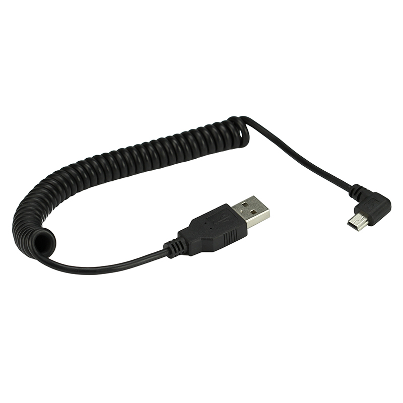 Coiled Usb Cable - MINI USB 5Pin 90 stopni lewy