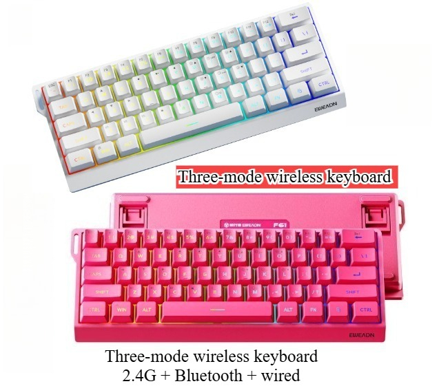 Gaming Keyboard No Noise - 61 klawiszy bezprzewodowa mini klawiatura bluetooth+2.4G