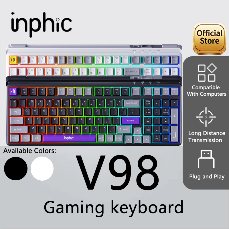 Gaming Keyboard No Noise - INPHIC V98 TYPE-C Przewodowa klawiatura do