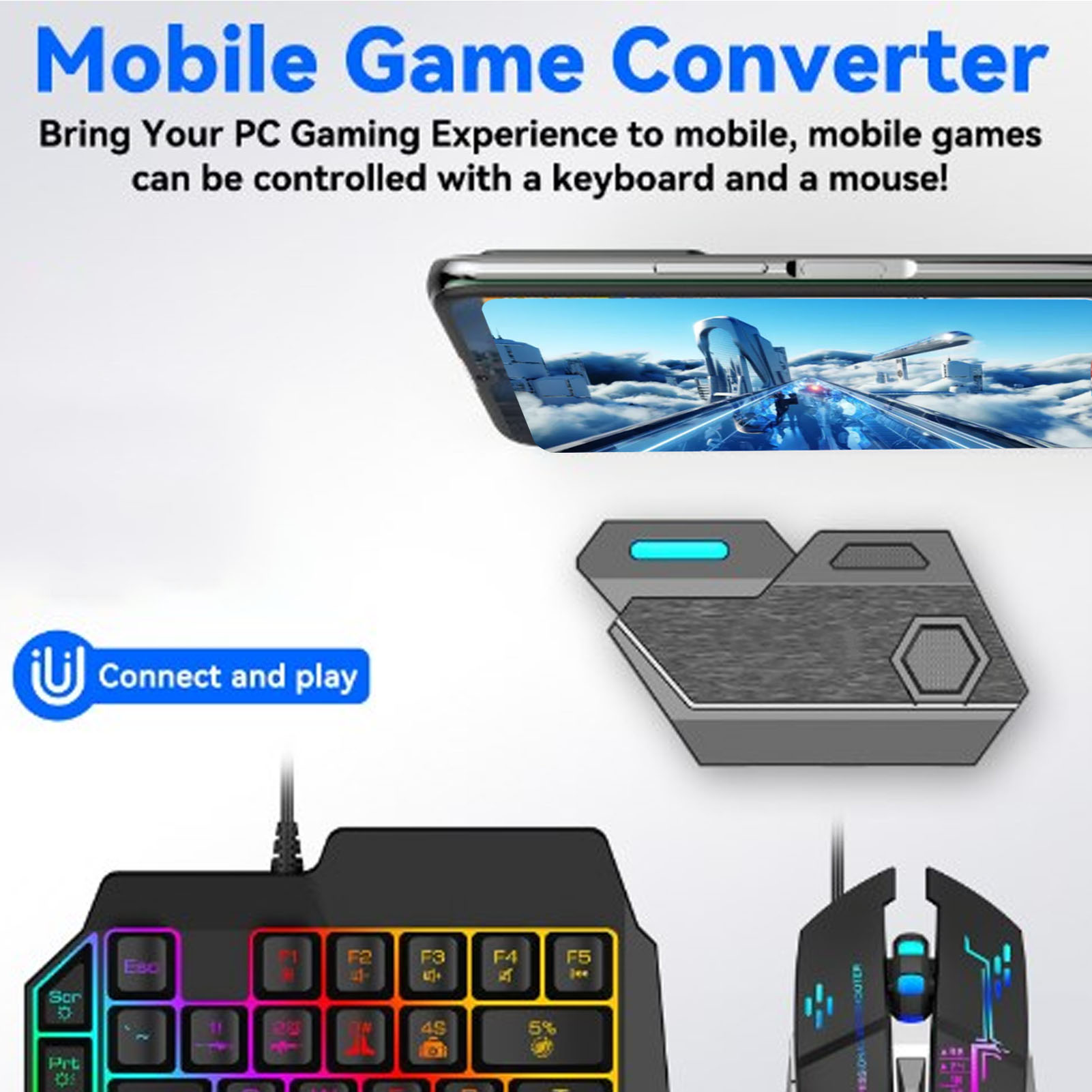 Gaming Keyboard And Mouse Mobile - Zestaw do gier mobilnych: klawiatura i