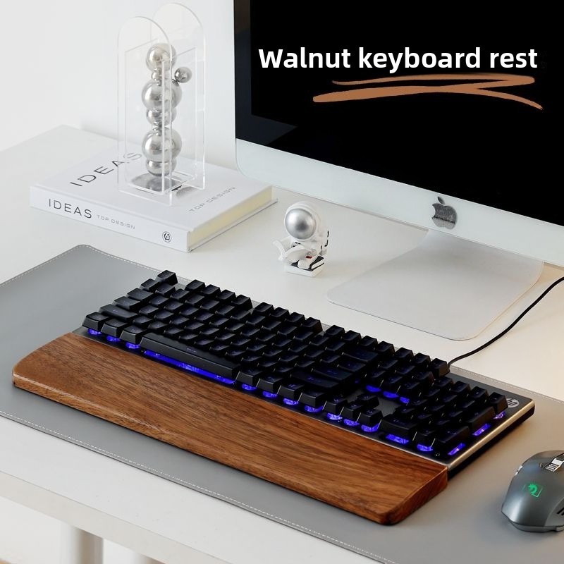 Gaming Keyboard And Mouse Combo - Podkładka pod nadgarstek z litego drewna