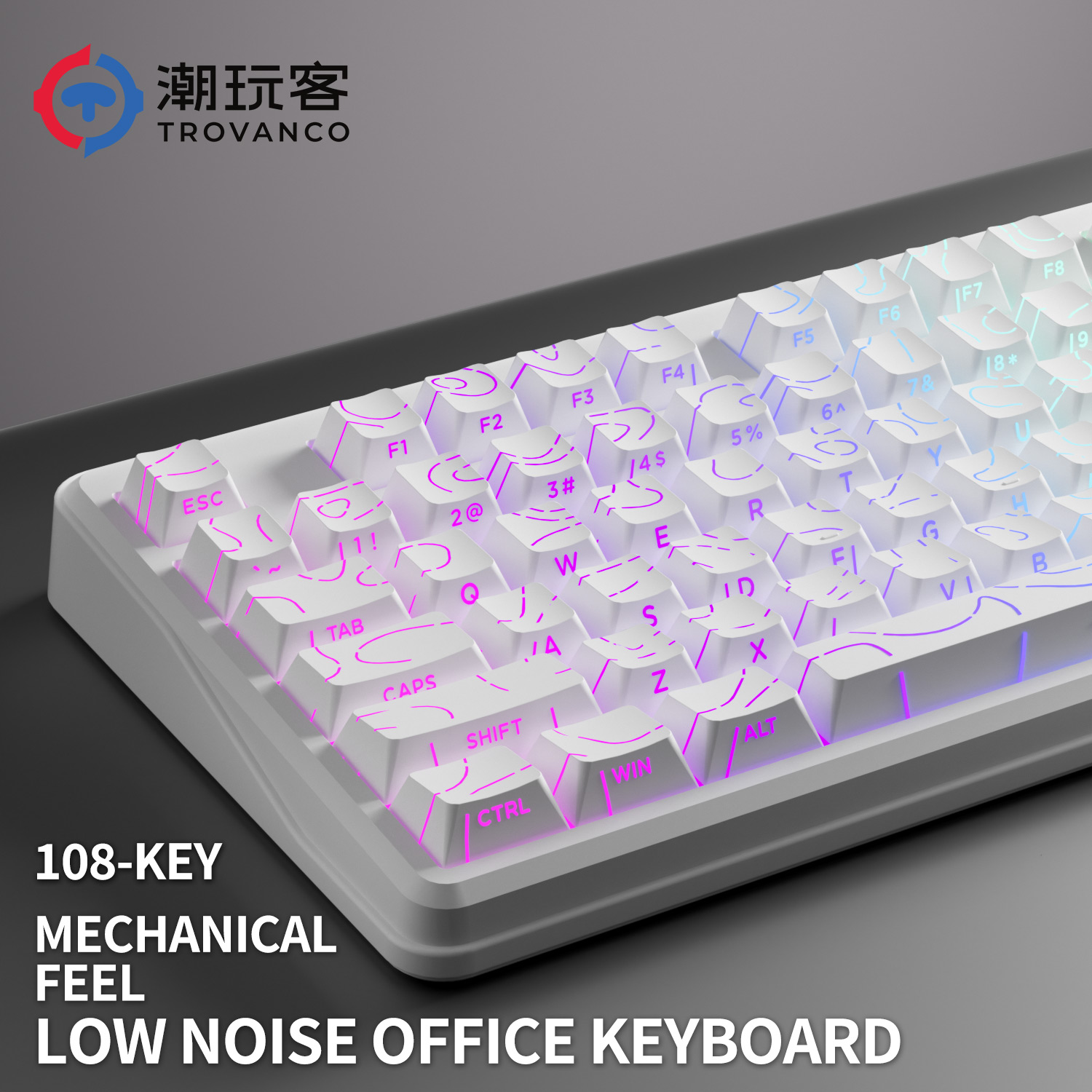 Gaming Keyboard No Noise - Klawiatura przewodowa i bezprzewodowa V108 Pro