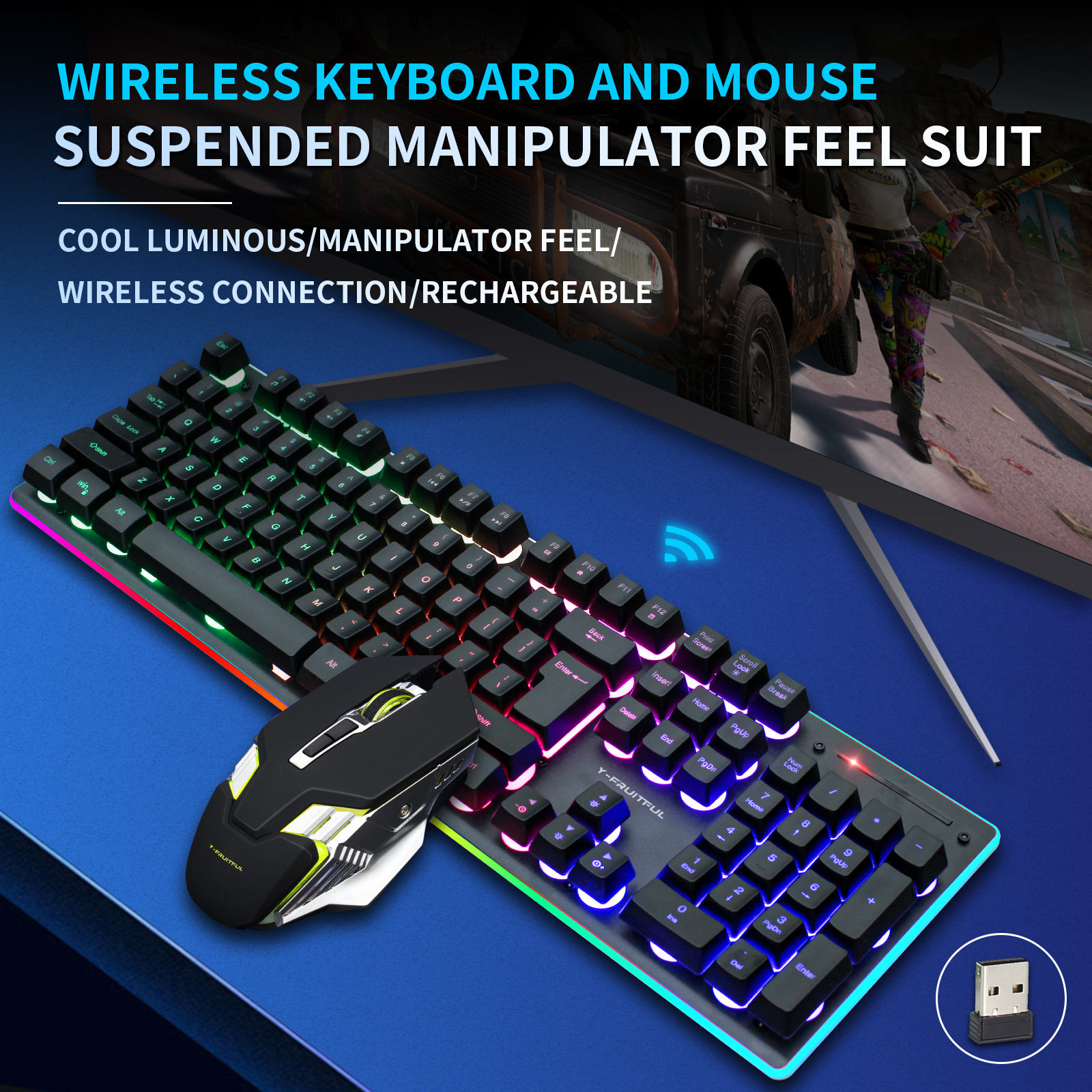 104 klawisze RGB bezprzewodowa – Gaming Keyboard And Mouse Combo Wireless recenzja i cena