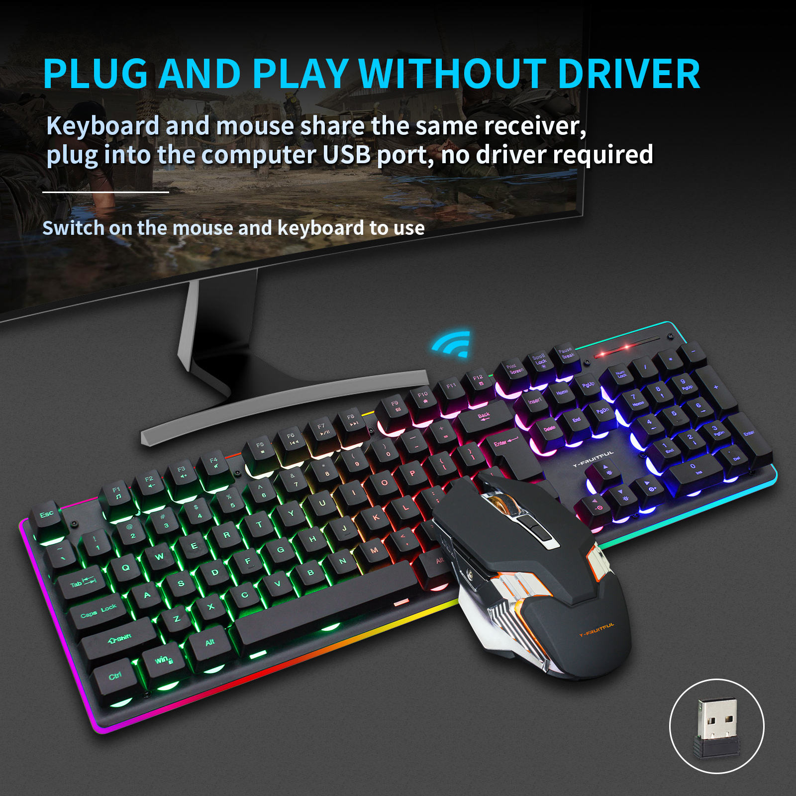 104 klawisze RGB bezprzewodowa – Gaming Keyboard And Mouse Combo Wireless recenzja i cena
