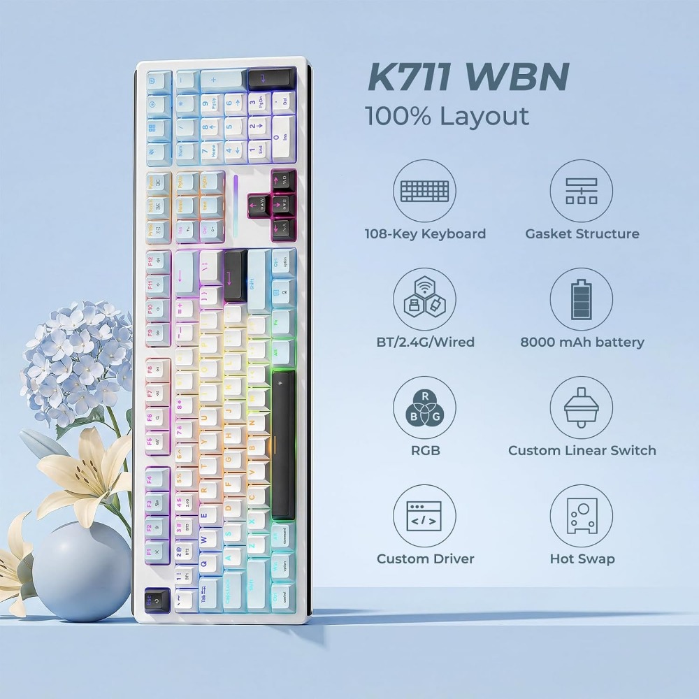 108-klawiszowa mechaniczna kla – Gaming Keyboard No Noise recenzja i cena