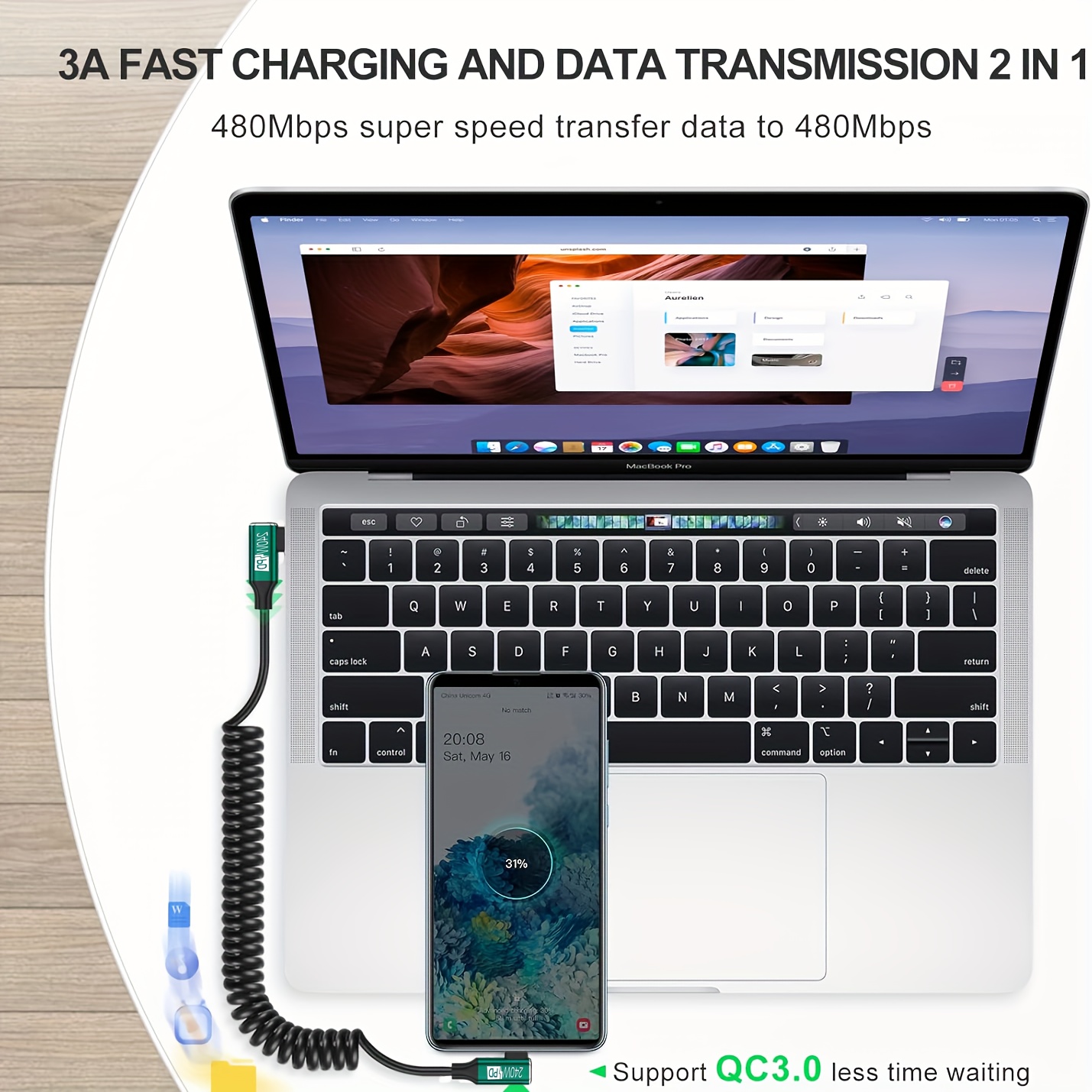 Kabel spiralny USB-C do USB-C  – Coiled Usb Cable recenzja i cena