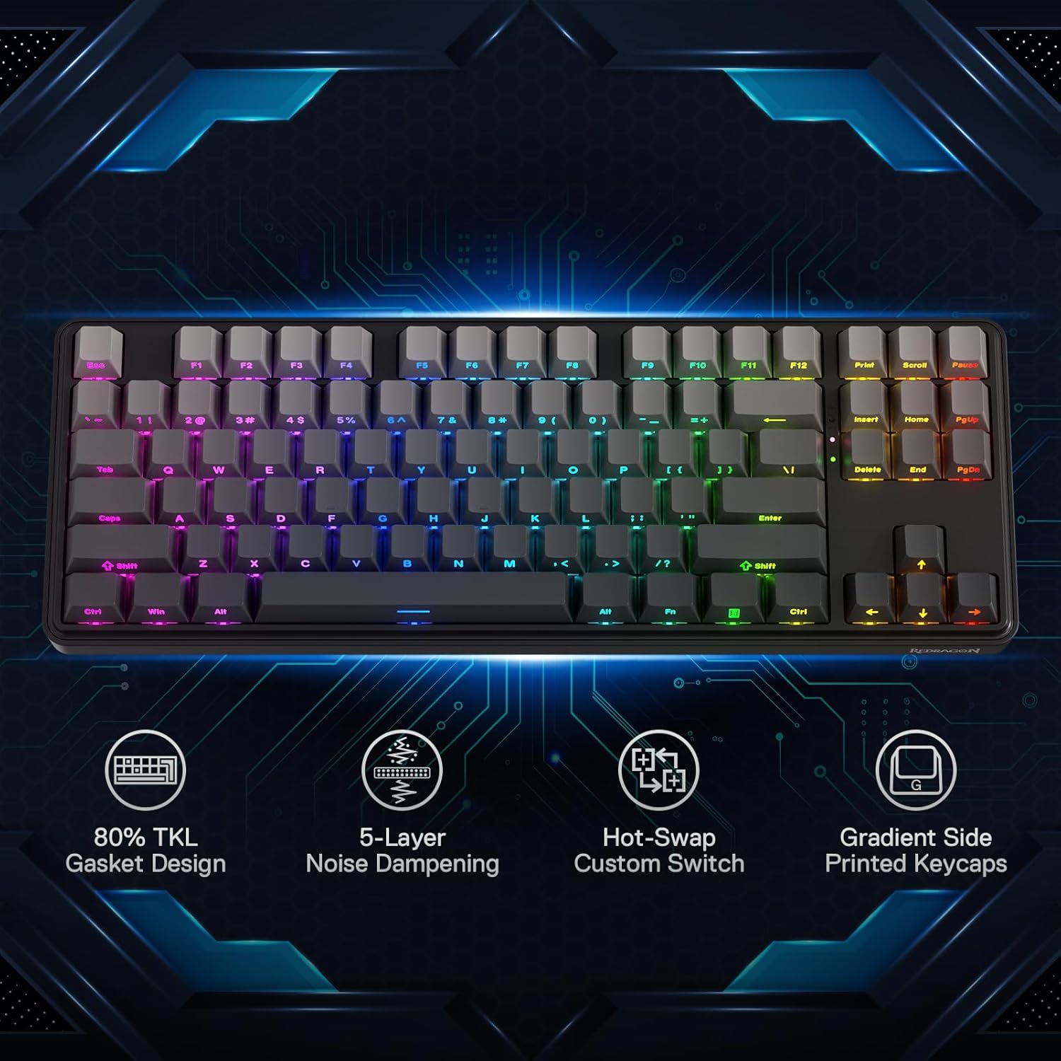 Redragon K707 PRO GB 80% uszcz – Gaming Keyboard No Noise recenzja i cena